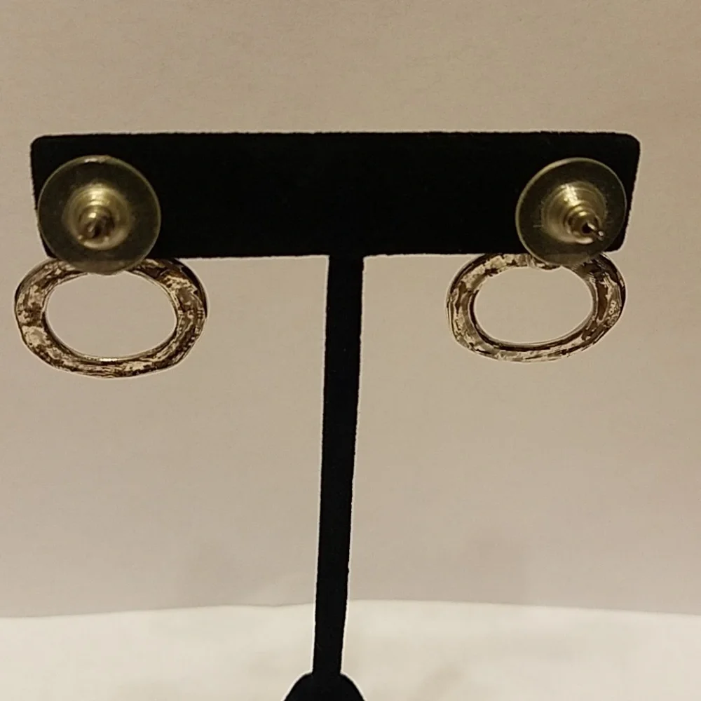 *G Silver Tone With Clear Crystal Diamond Wedding/engagement Ring Earrings